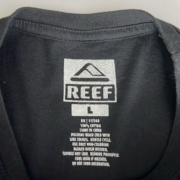 New Reef Surf Black Retro Logo Short Sleeve Graphic Tee Size L - Picture 3 of 6